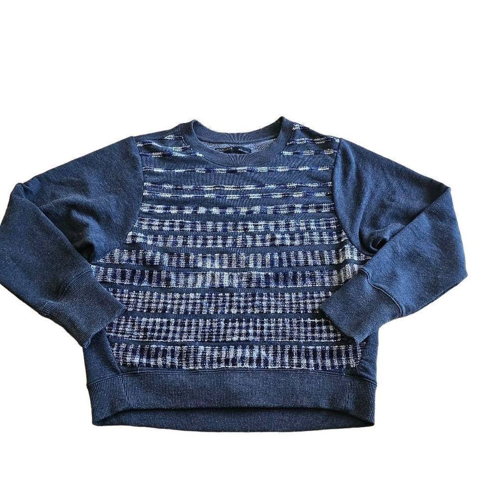 AllSaints womens Sz XSmall gray with blue embroidery sweater - Picture 3 of 8